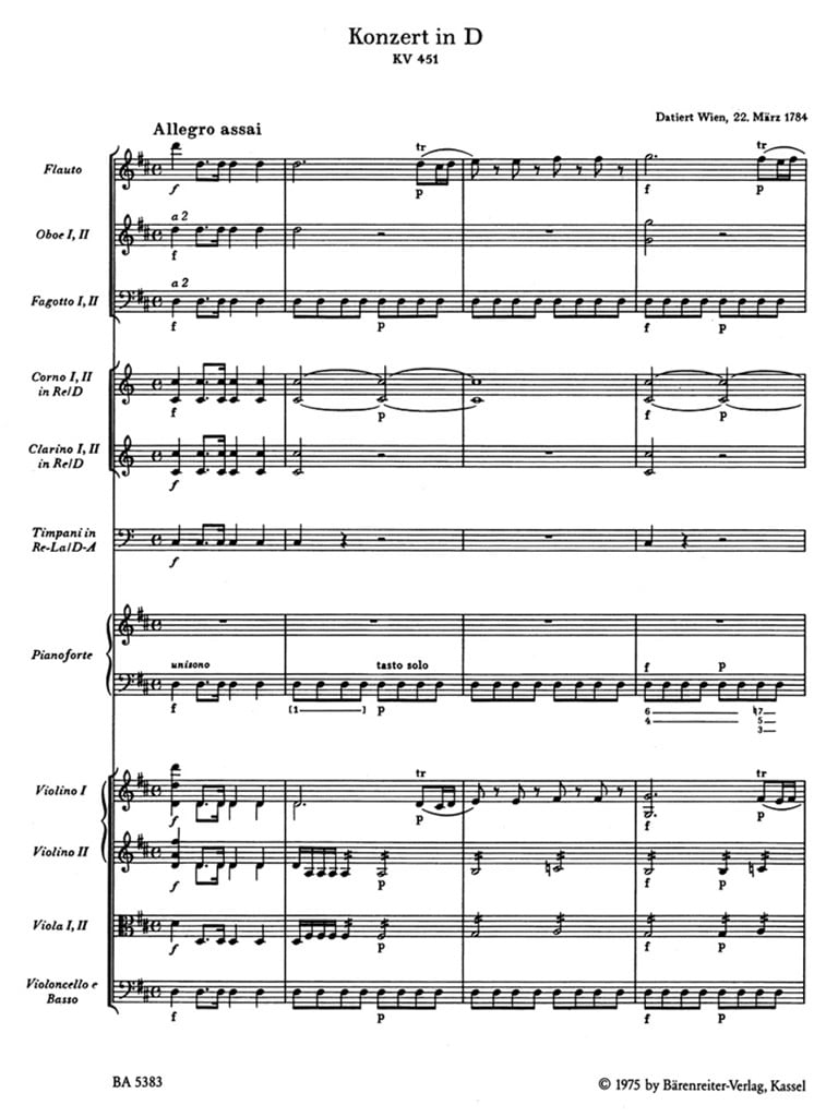 Concerto for Piano and Orchestra No. 16 in D major K. 451